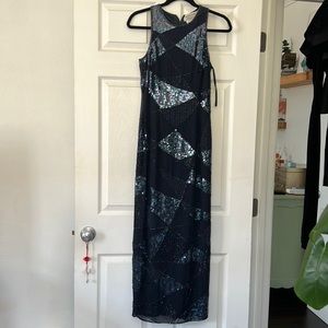 100% silk Adrianna papell beaded gown size P2
